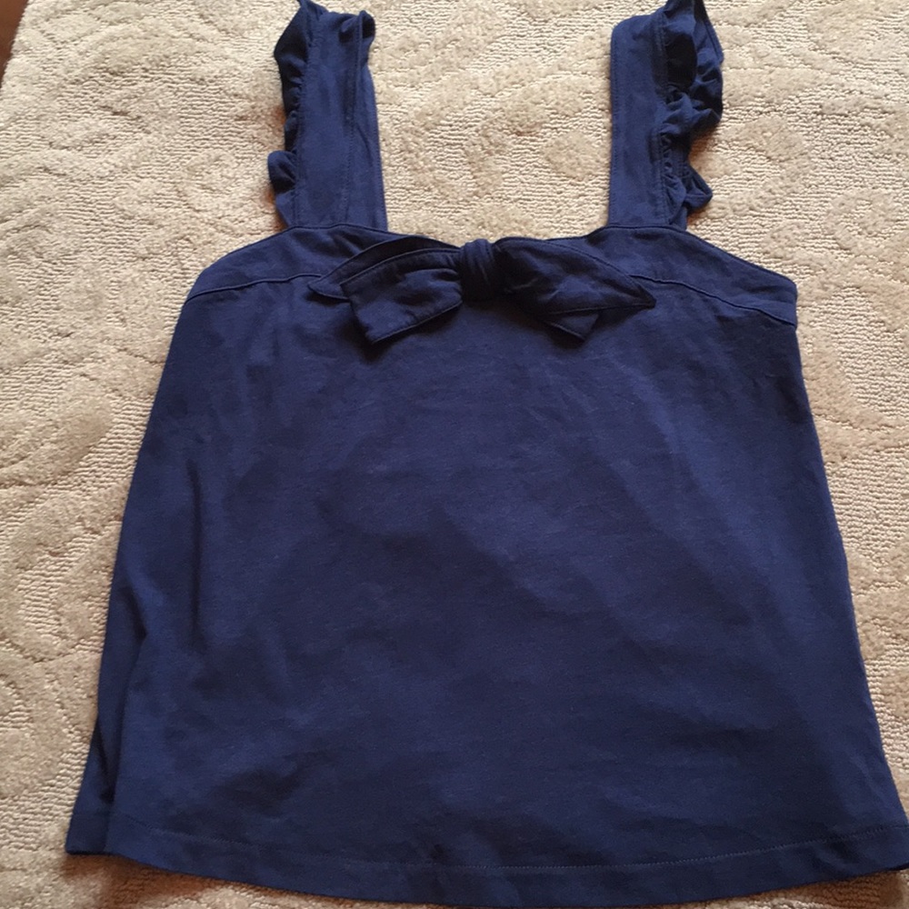 J Crew navy cotton ruffled strap tank top